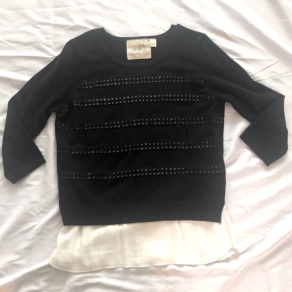 Anthropologie Sweaters - Anthropologie-Angel of the North-Black and Cream Twofer 3/4 Sleeve Sweater—Large